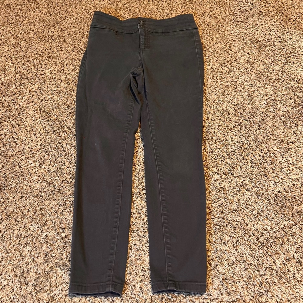 LOFT Women's Gray Skinny Fit Pants‎ High Rise Button Fly Size 4